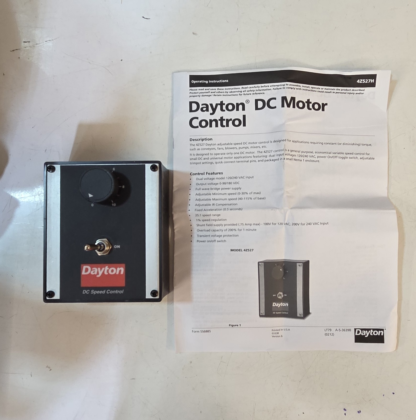 Dayton 4Z527H DC Motor Speed Control 1/50 to 1/3 HP NEW~FREE SHIPPING