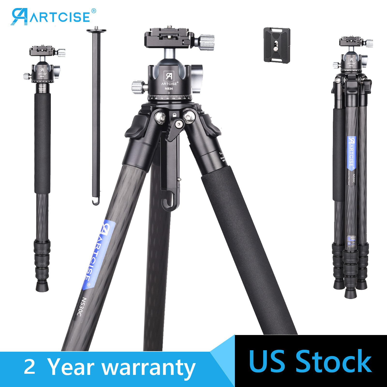 ARTCISE Carbon Fiber Tripod Camera Tripod with Ball Head Arcaswiss Style Head