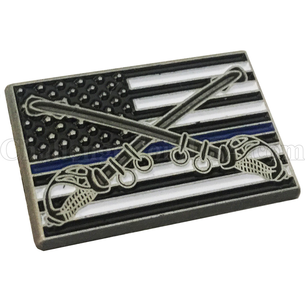 Thin Blue Line Mounted Flag Lapel Pin