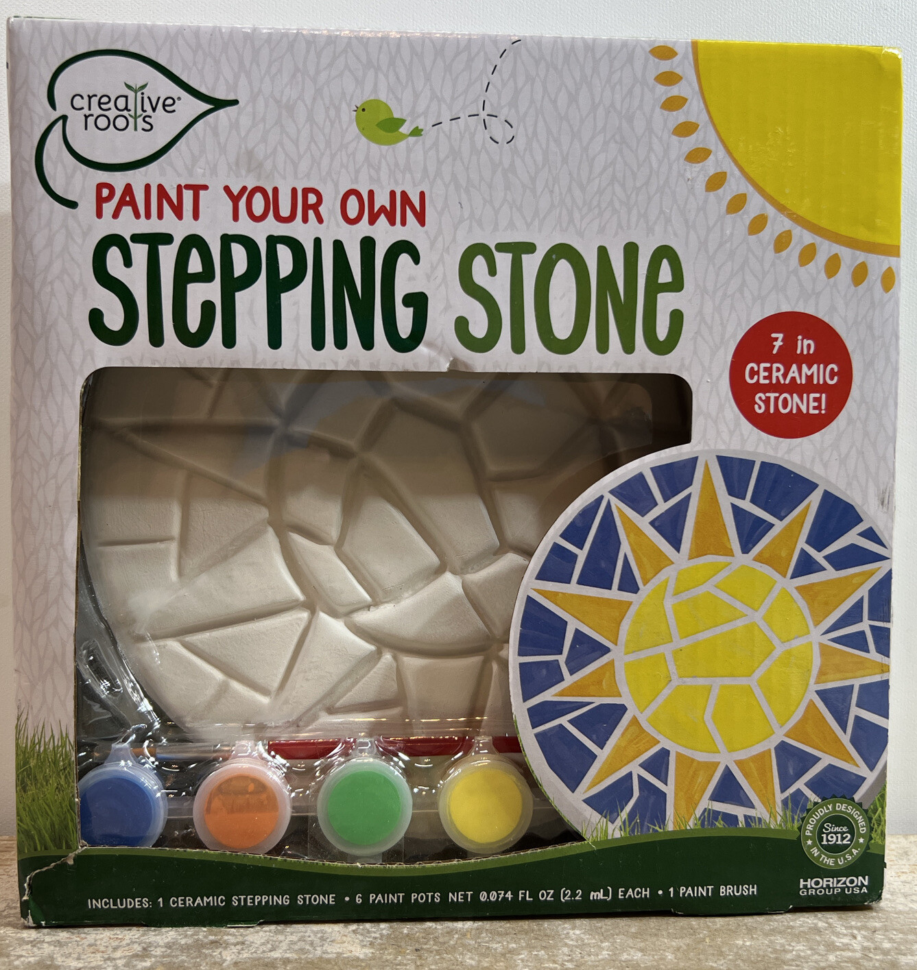 Creative Roots Paint Your Own Stepping Stone W/6 Paint NEW