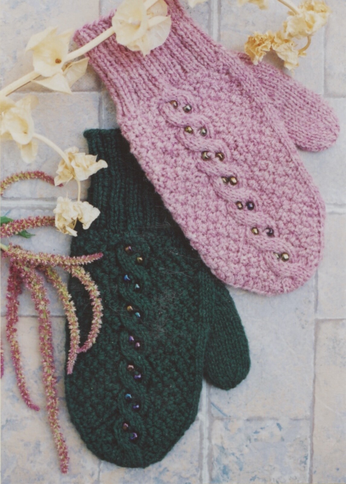 Cabin Fever Knitting Pattern 129 Beaded Cable Mittens Ladies Medium Pattern Only