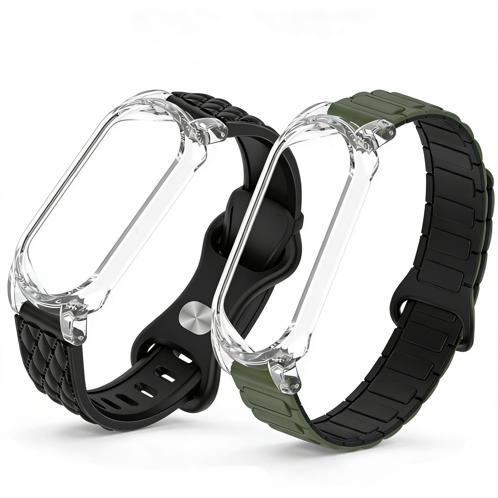 Magnetic Silicone Wristband with PC Case, Adjustable Replacement Strap, 2 Sty...