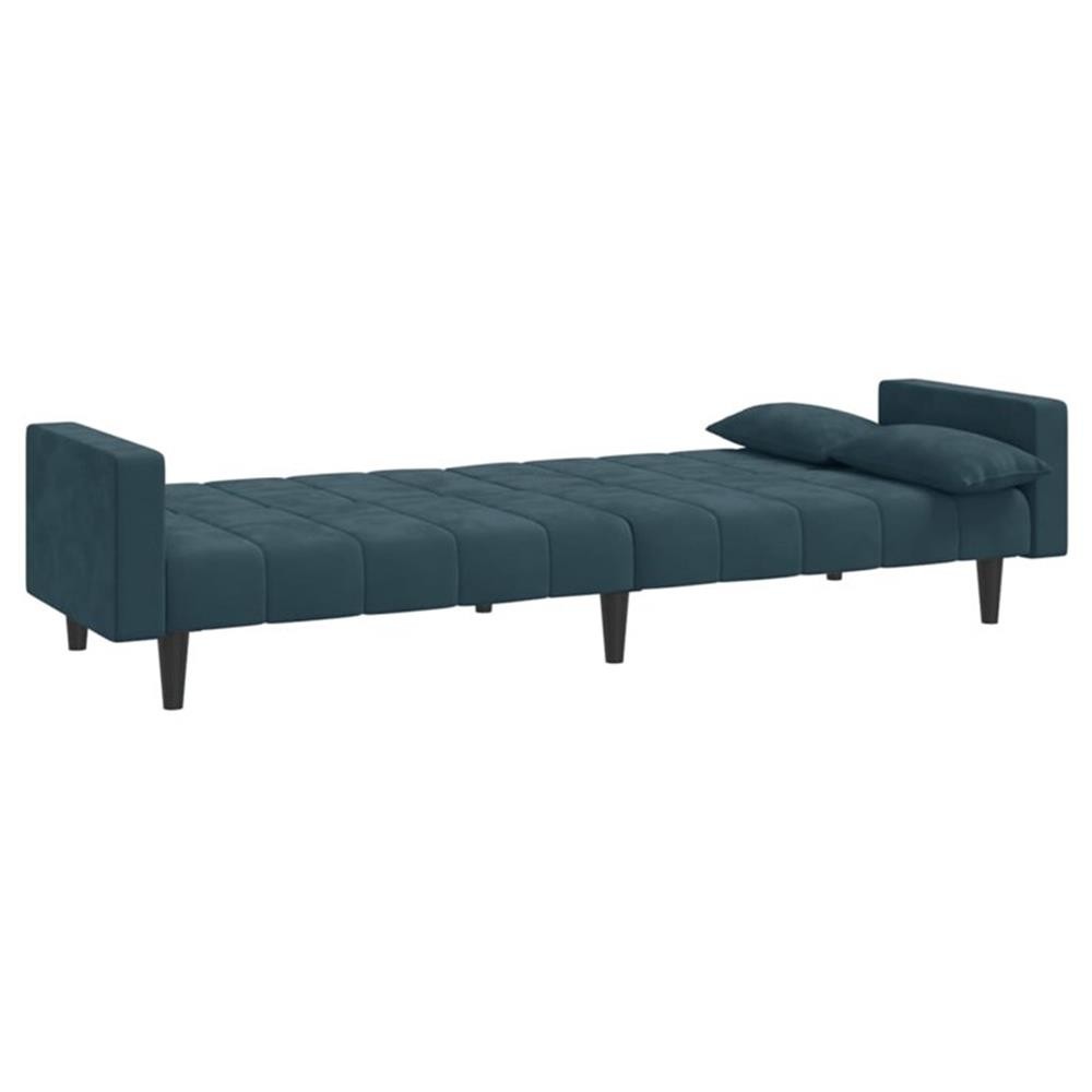 Bowery Hill Contemporary 2-Seater Sofa Bed in Blue Polyester Velvet