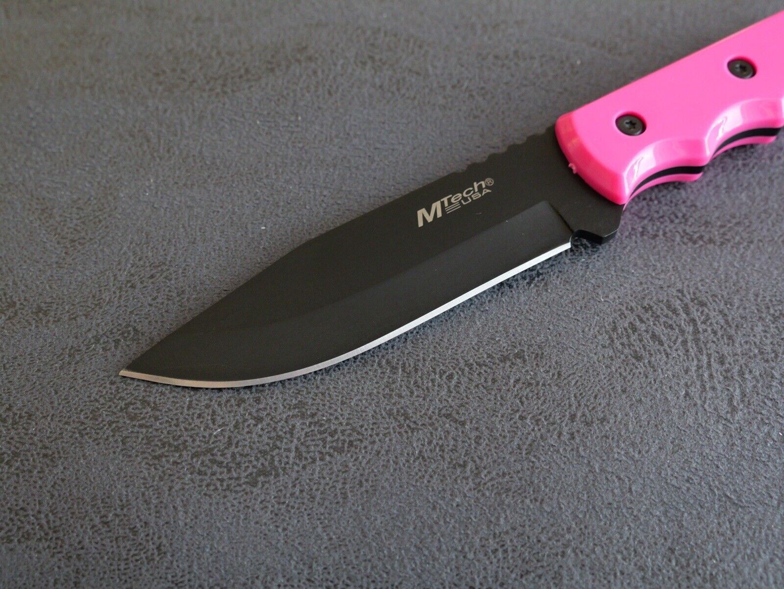 8” Fixed Blade Knife Full Tang Pink Black Nylon Sheath 4mm Thick Tactical Edc