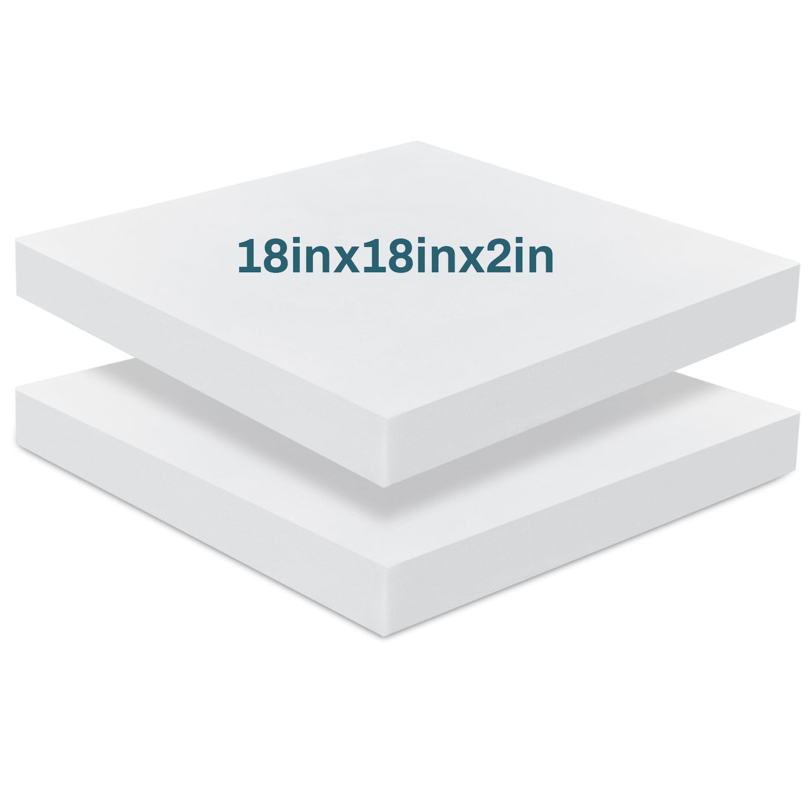 Frienda 2 Pack 2 x 18 x 18 Upholstery High Density Foam 2" x 18" x 18", white