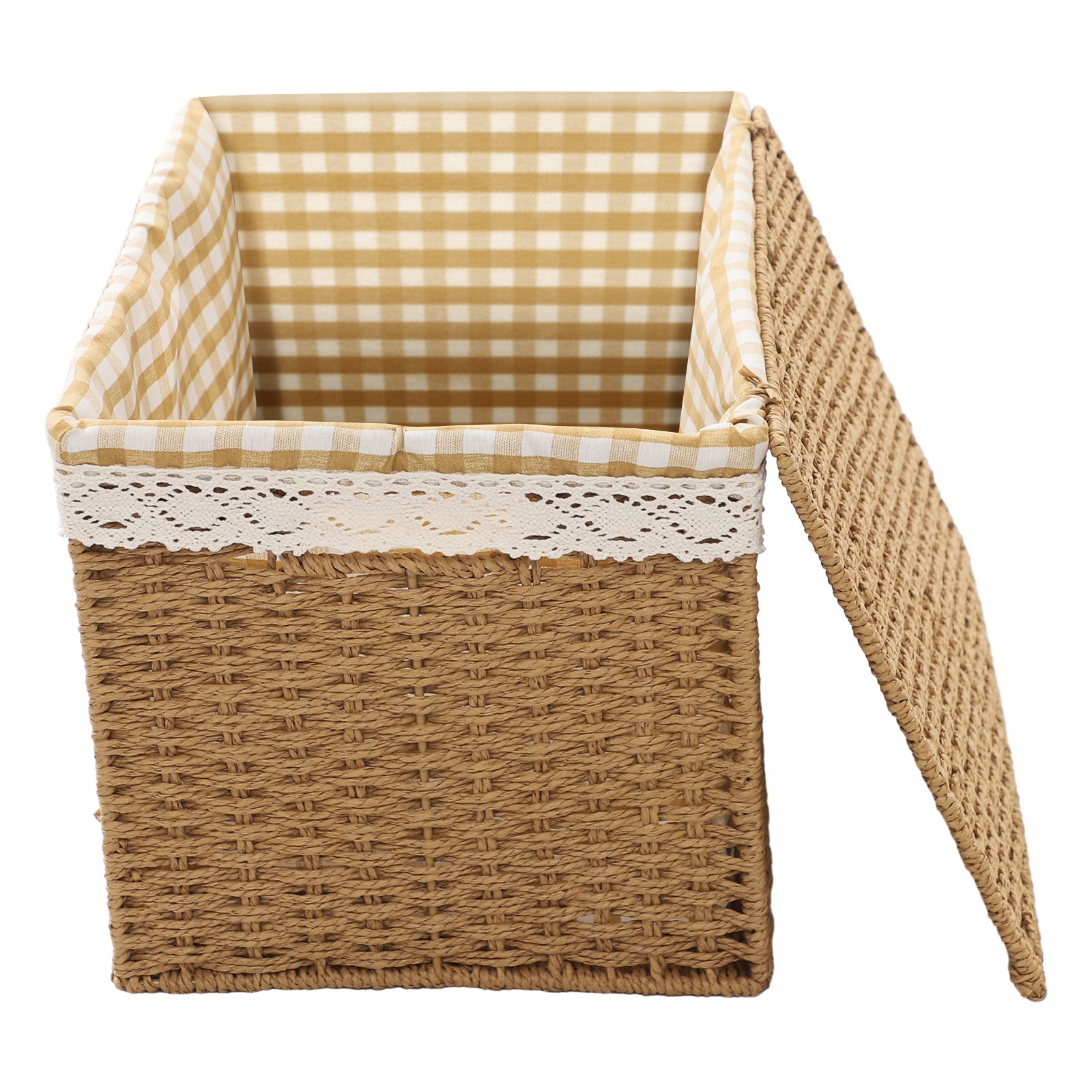 4pcs Large Rope-woven Storage Baskets Boxes Stackable Organizor Bins W/ Liner