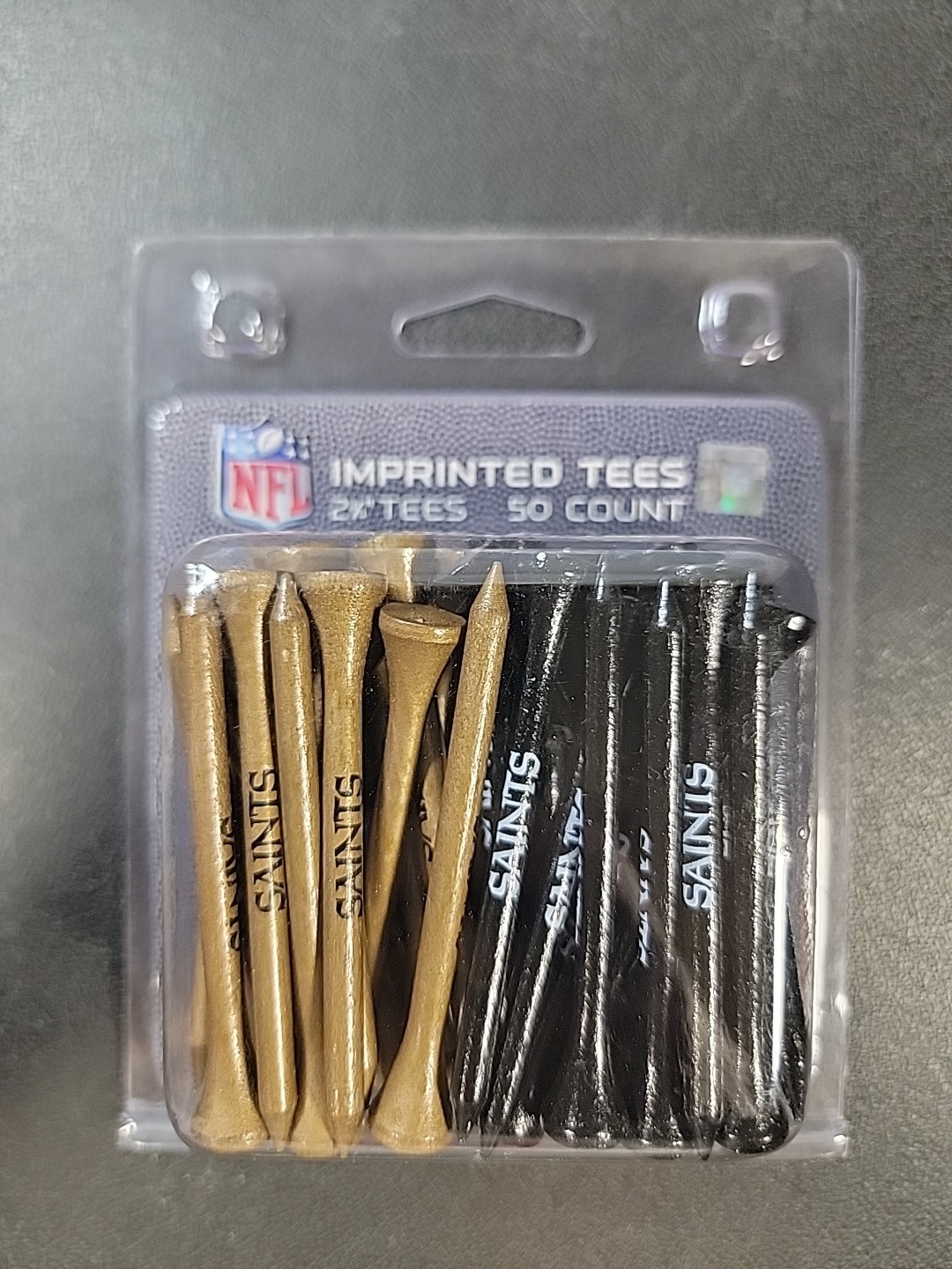 New Orleans Saints NFL 50 Pack of 2 3/4" Wooden Golf Tees Dad Christmas Gift