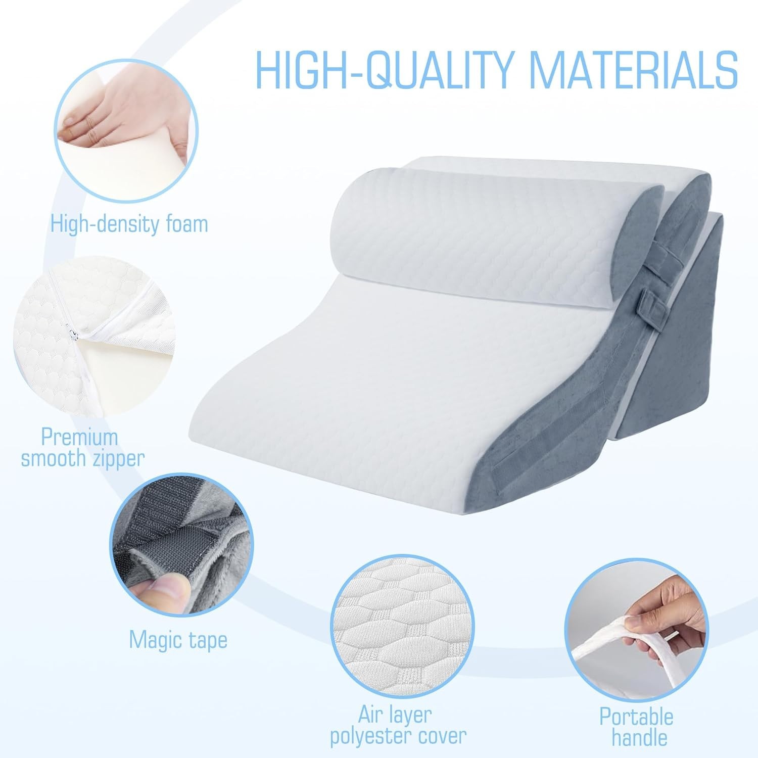 Memory Foam Wedge Pillow for Adults Multi-Position Support Bed Pillow Sitting Up