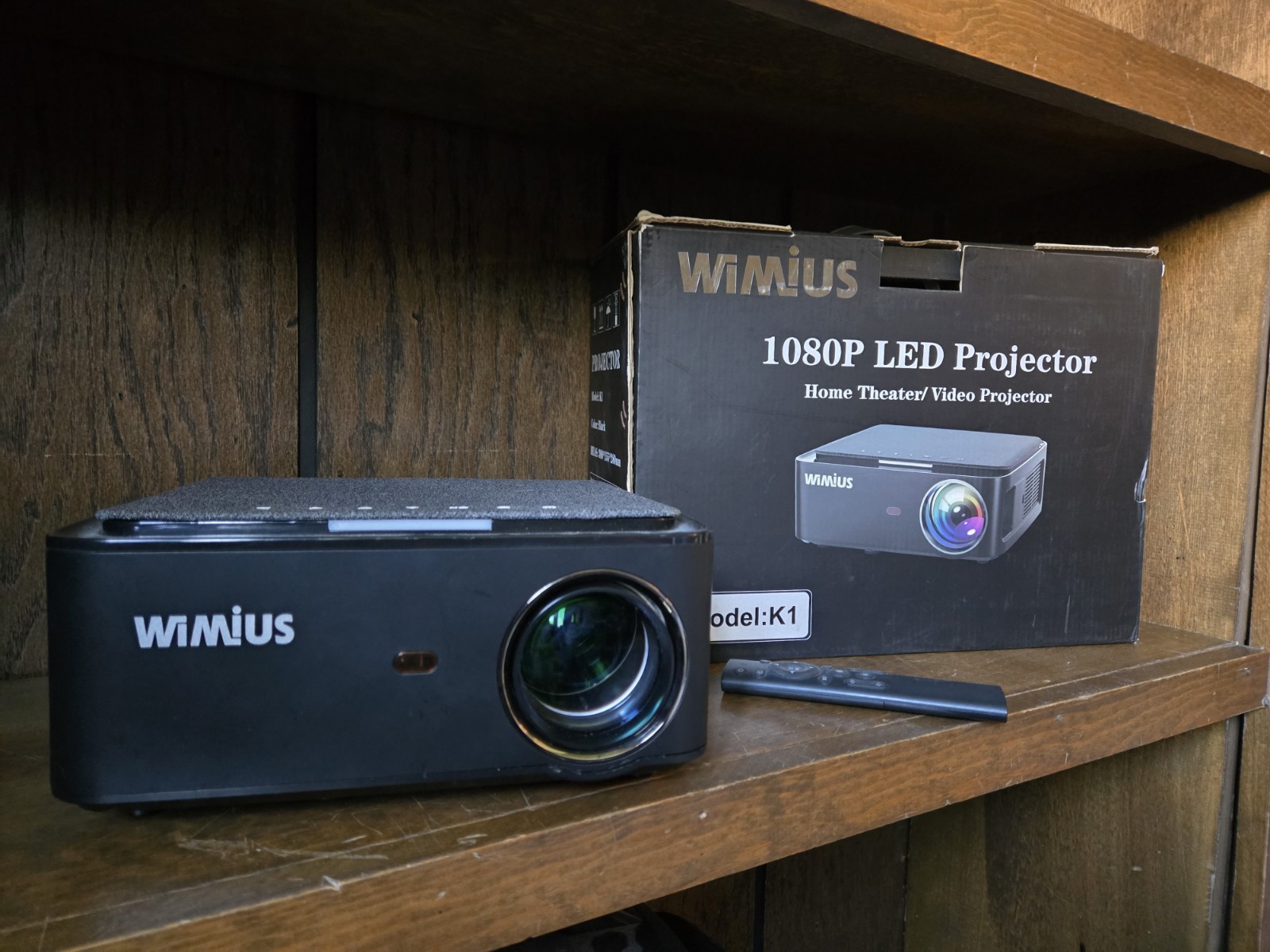 WiMius 1080P LED Projector Model K1 5G WiFi Bluetooth 5.2 4P 4D Keystone ±50°