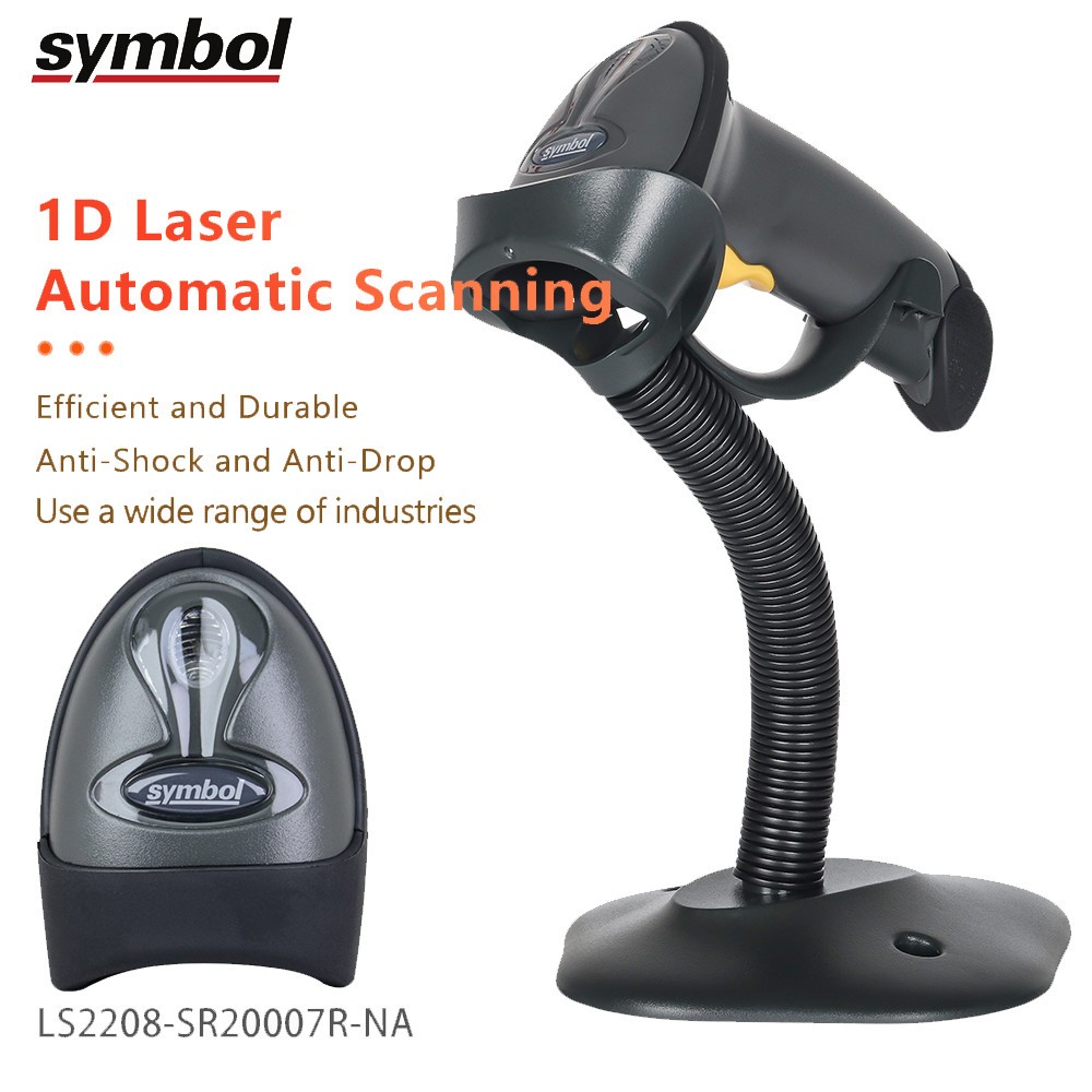 ZEBRA Symbol LS2208-SR20007R-NA Standard Range Barcode Scanner w/ Stand & Cable