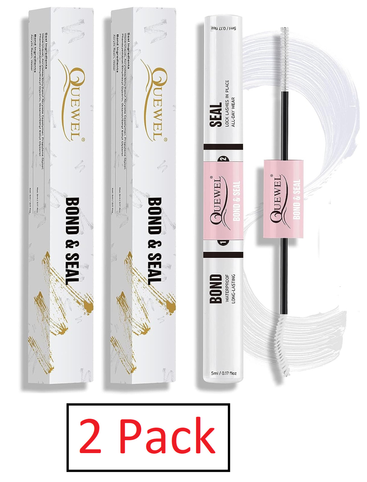 2 Pack Quewel Cluster Lashes Bond & Seal Lash Glue Individual Eyelash Extensions