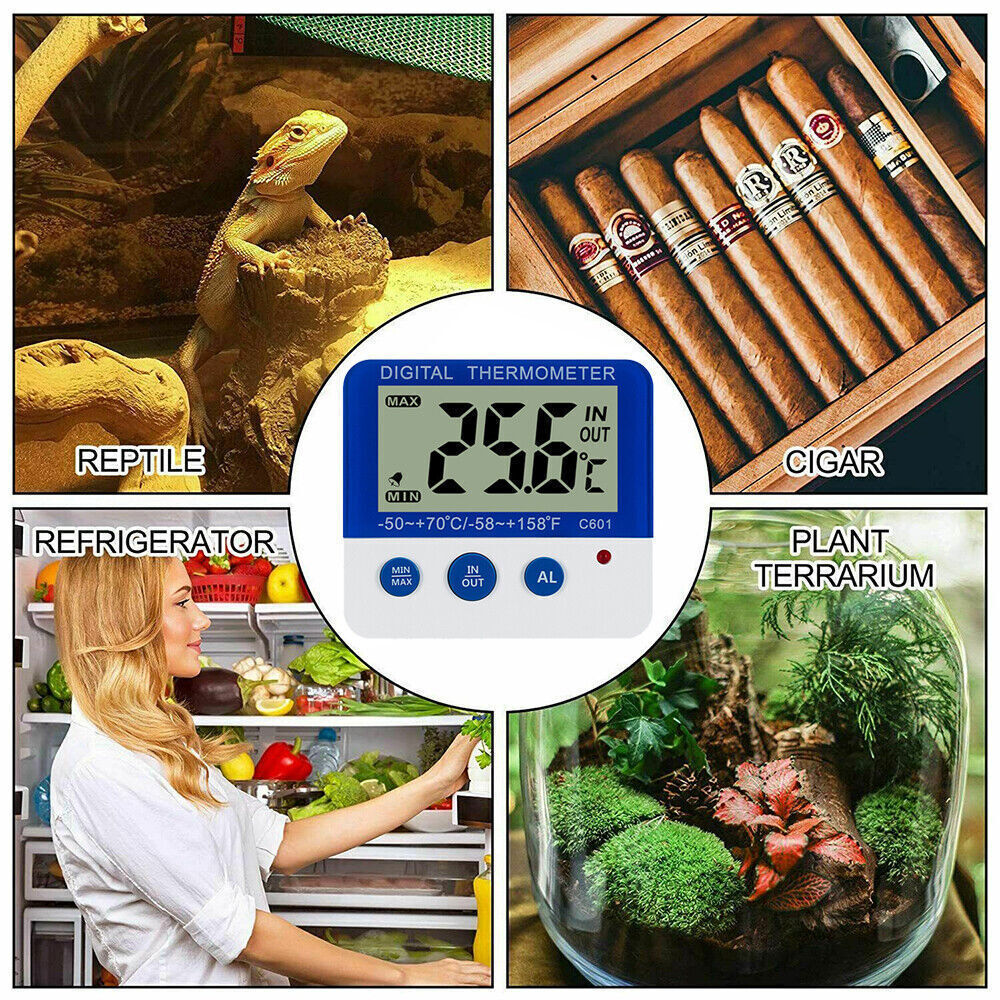 Digital Fridge Freezer Thermometer w/Temperature Alarm and Max Min Function ℃/℉