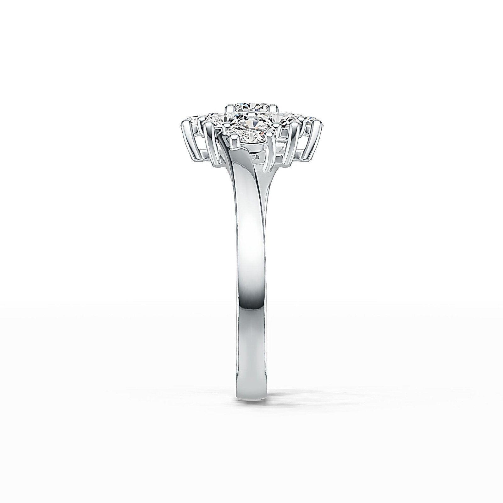 Sterling Silver Semi Mount Ring Setting Oval OV 4X3mm Bypass Cluster Ring