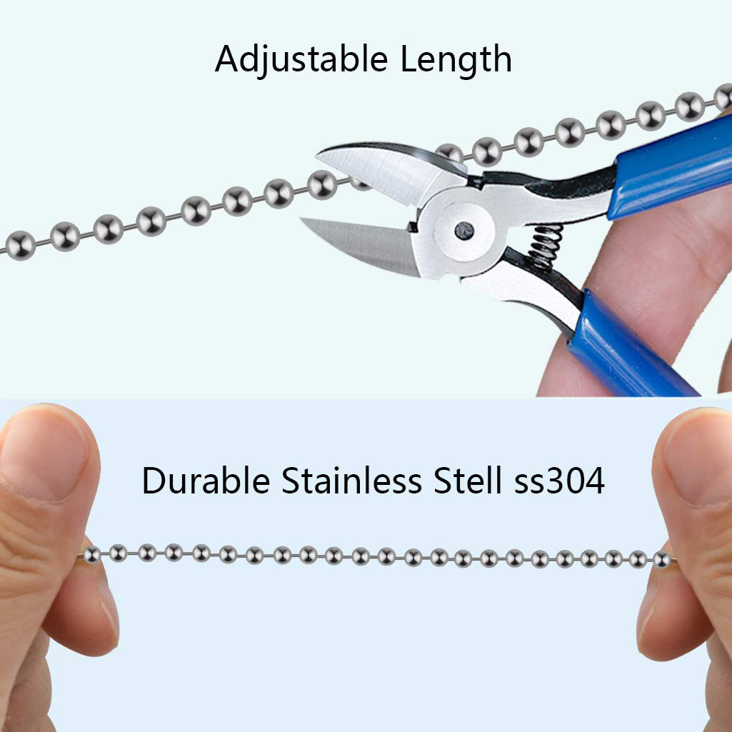 Beaded Pull Chain Extension with Connector, 20 Feet Beaded Roller Chain with 30