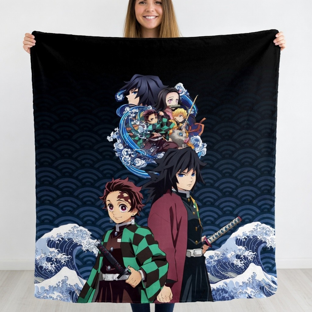 Fantasy Sword Warrior Flannel Blanket Soft Cozy Anime Throw Gift
