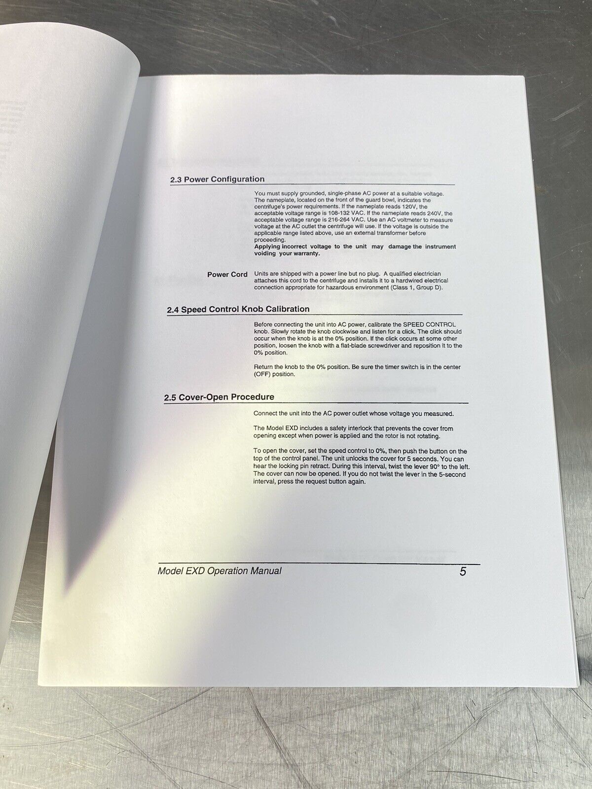 Thermo IEC EXD Explosion Proof Centrifuge - Users Manual / Book