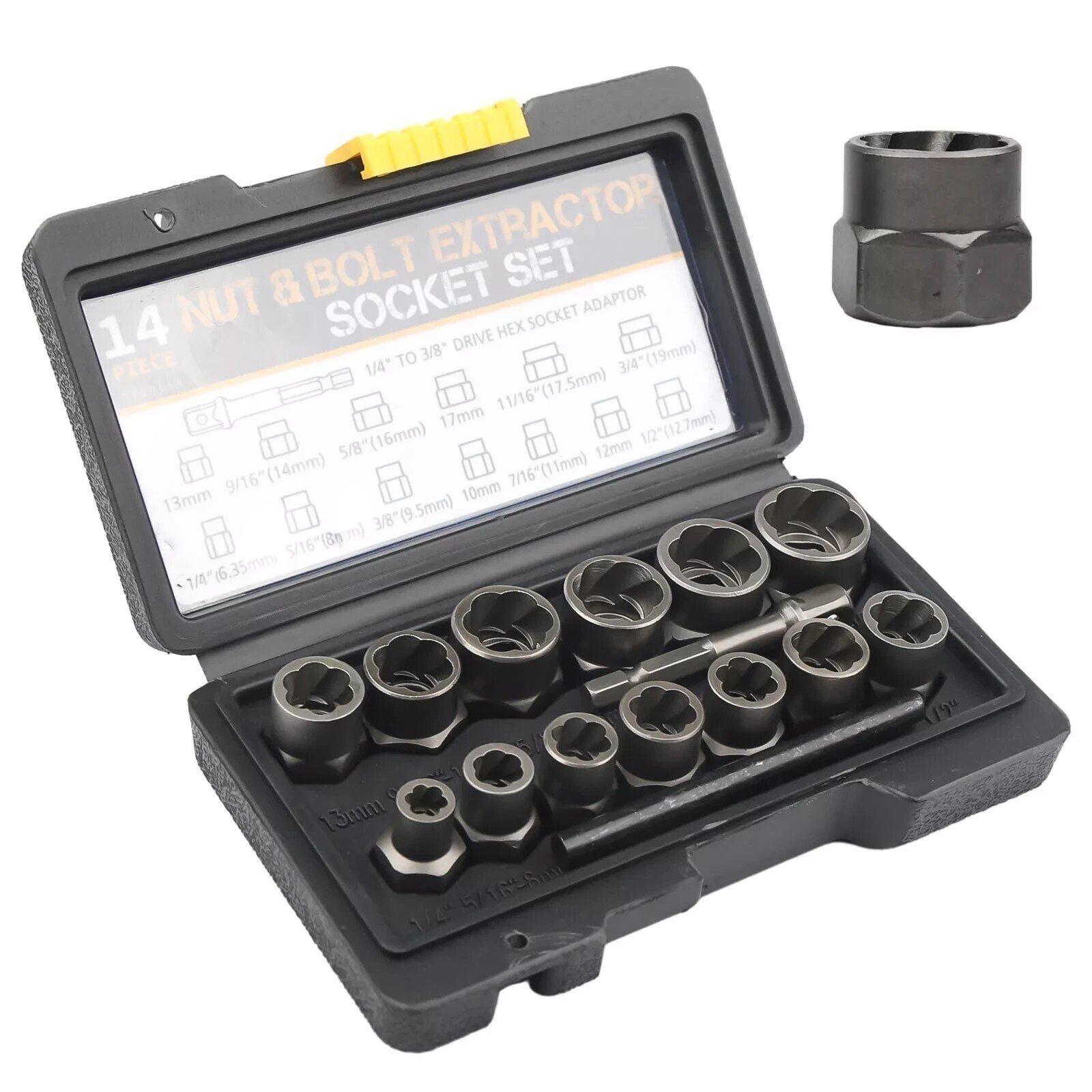 15Pcs Nut & Bolt Extractor Kit, of Bolt Removal Tool Set, Extractor Socket Tool