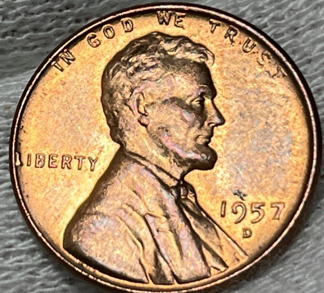 1957 D Lincoln Wheat Penny Errors Die Clash Uncirculated