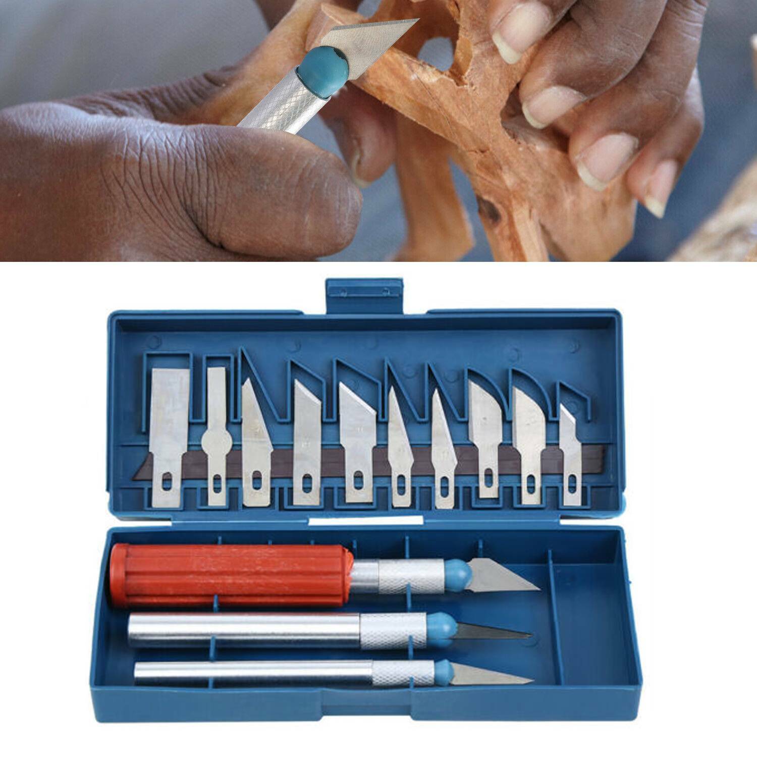 13 PC PRECISION KNIFE SET RAZOR SHARP BLADE CUTTING TOOL ARTS & CRAFT HOBBY KIT