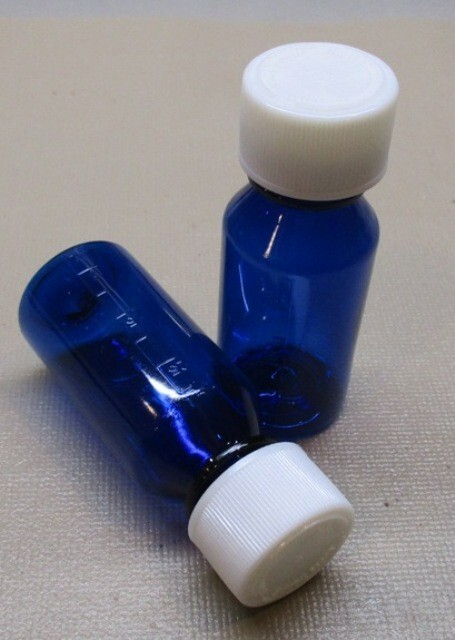 Graduated Oval 1 oz Cobalt Blue Medical Bottles & Caps-Case of 200-Hard Sided