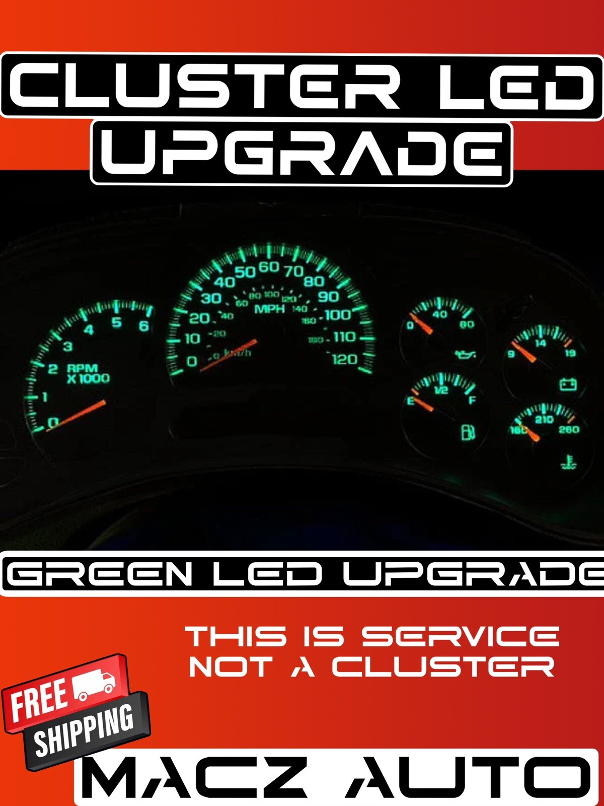 2003 - 2006 GM Chevy Speedometer Instrument Gauge Cluster Repair w/Green LED's