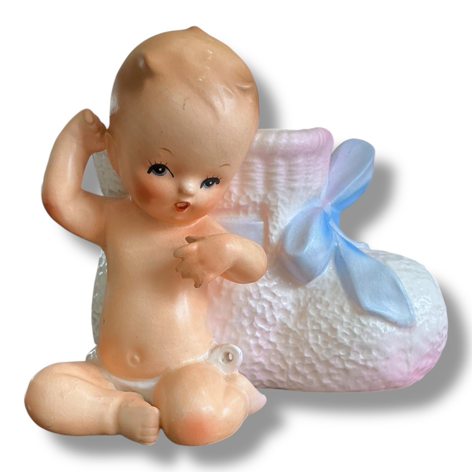 Vintage Inarco Japan 1963 Baby Planter Porcelain Bootie Nursery Décor MCM Kitchy