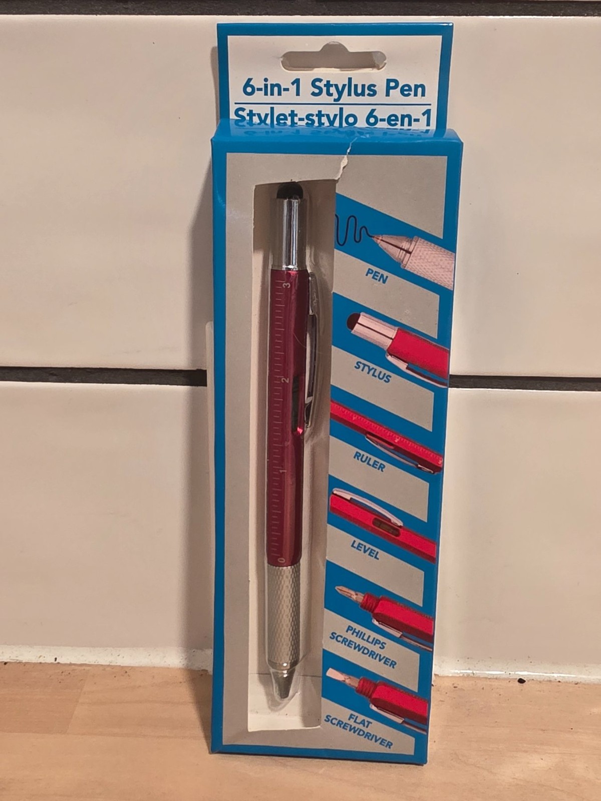 Greenbrier 6-in-1 Stylus Pen Red Black Ink Ruler Level Screwdrivers
