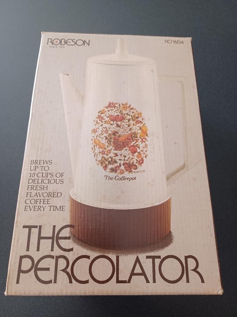 Vintage 1970s Robeson RO1604 The Percolator 10 Cup Coffee Pot New Open Box