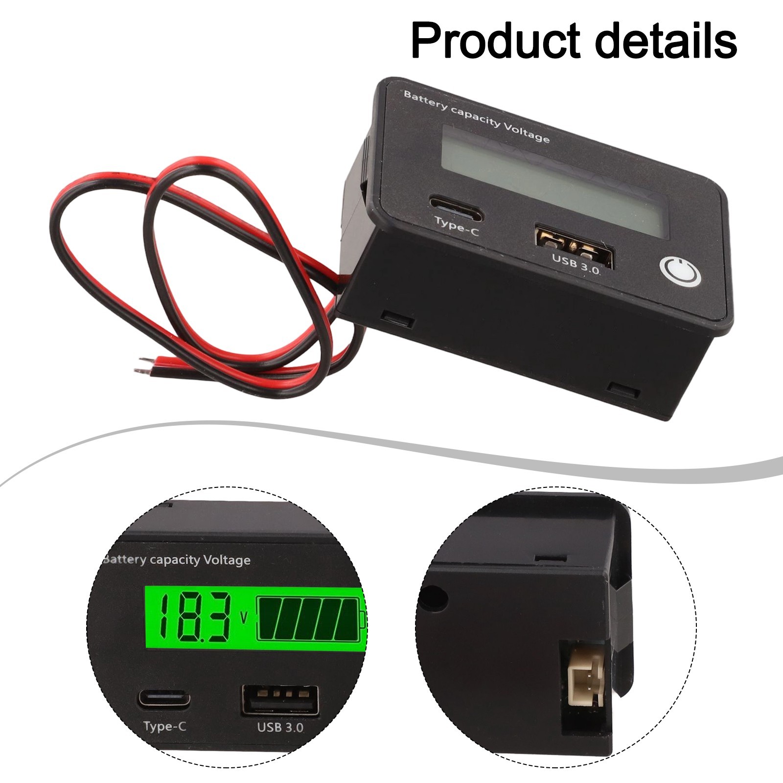 Battery Capacity Indicator Voltage DC8 30V for Car Motorcycle Applications