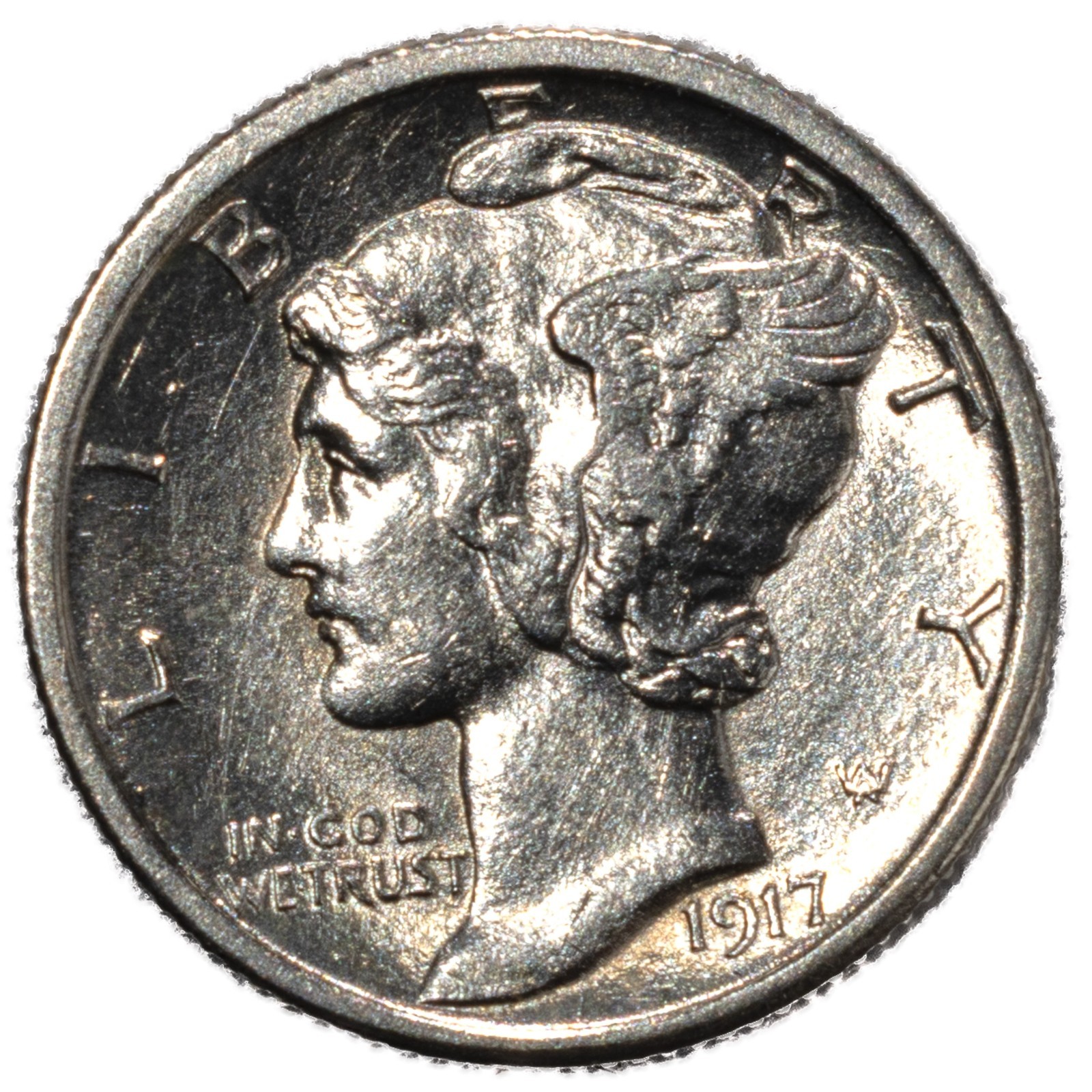 1917-D Mercury Dime 10c Uncirculated UNC+ Details Tough Date