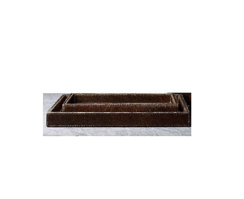 AUTHENTIC!! Restoration Hardware Brazilian Hide Brown Large/Small Tray SET OF 2!