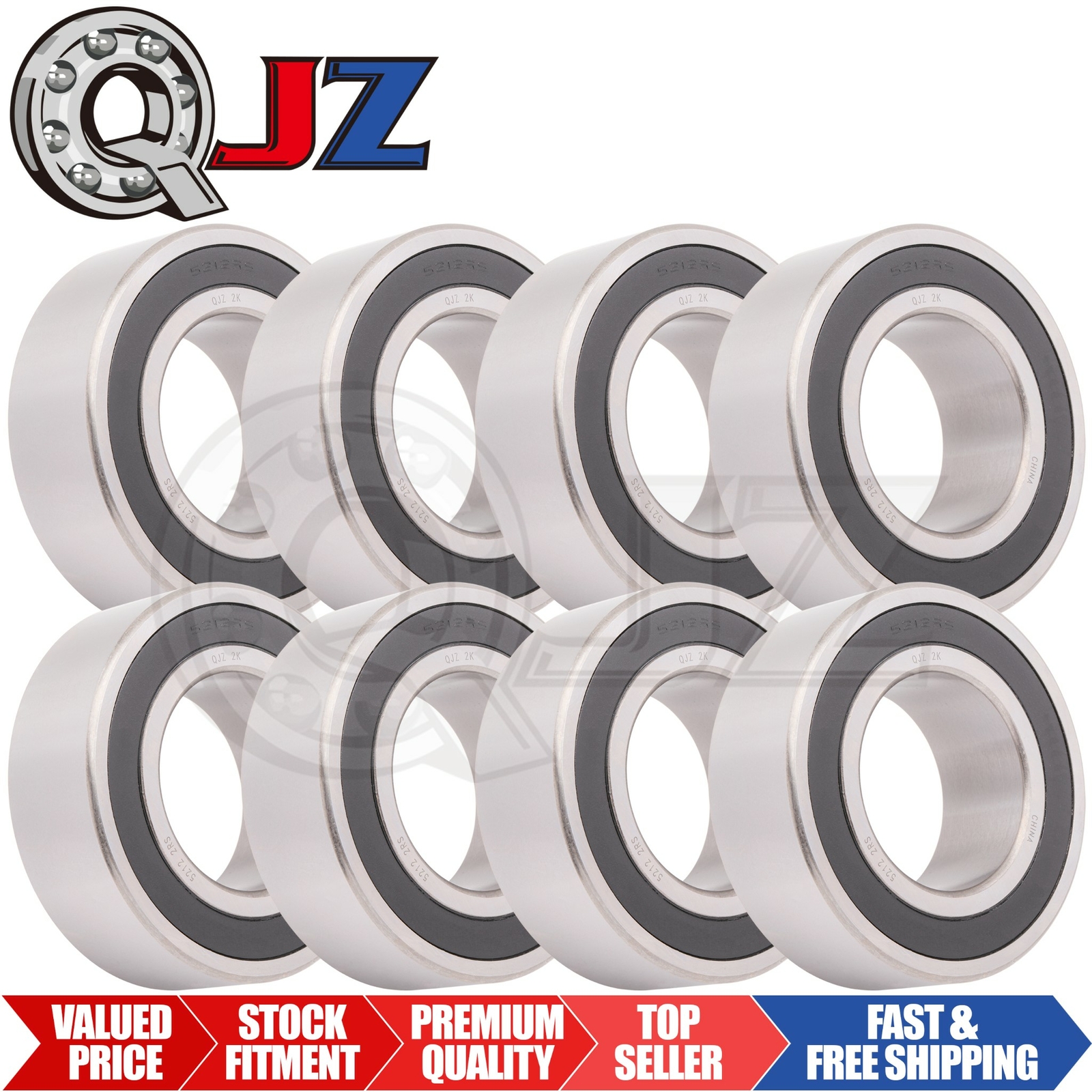 [Qty.8] 5212-2RS Angular Contact Ball Bearing [60mm Bore X 110mm OD X 36.5mm W]
