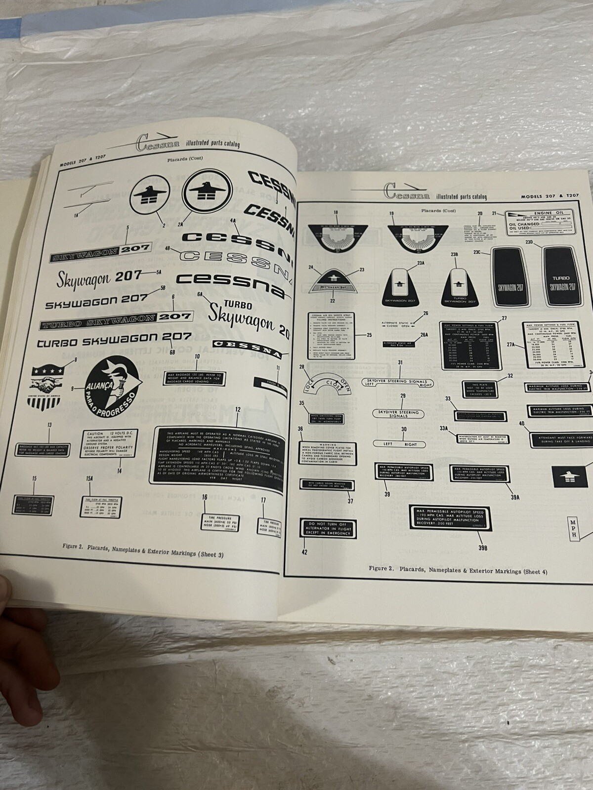 1969 Thru 1973 cessna skywagon 207 parts catalog Book