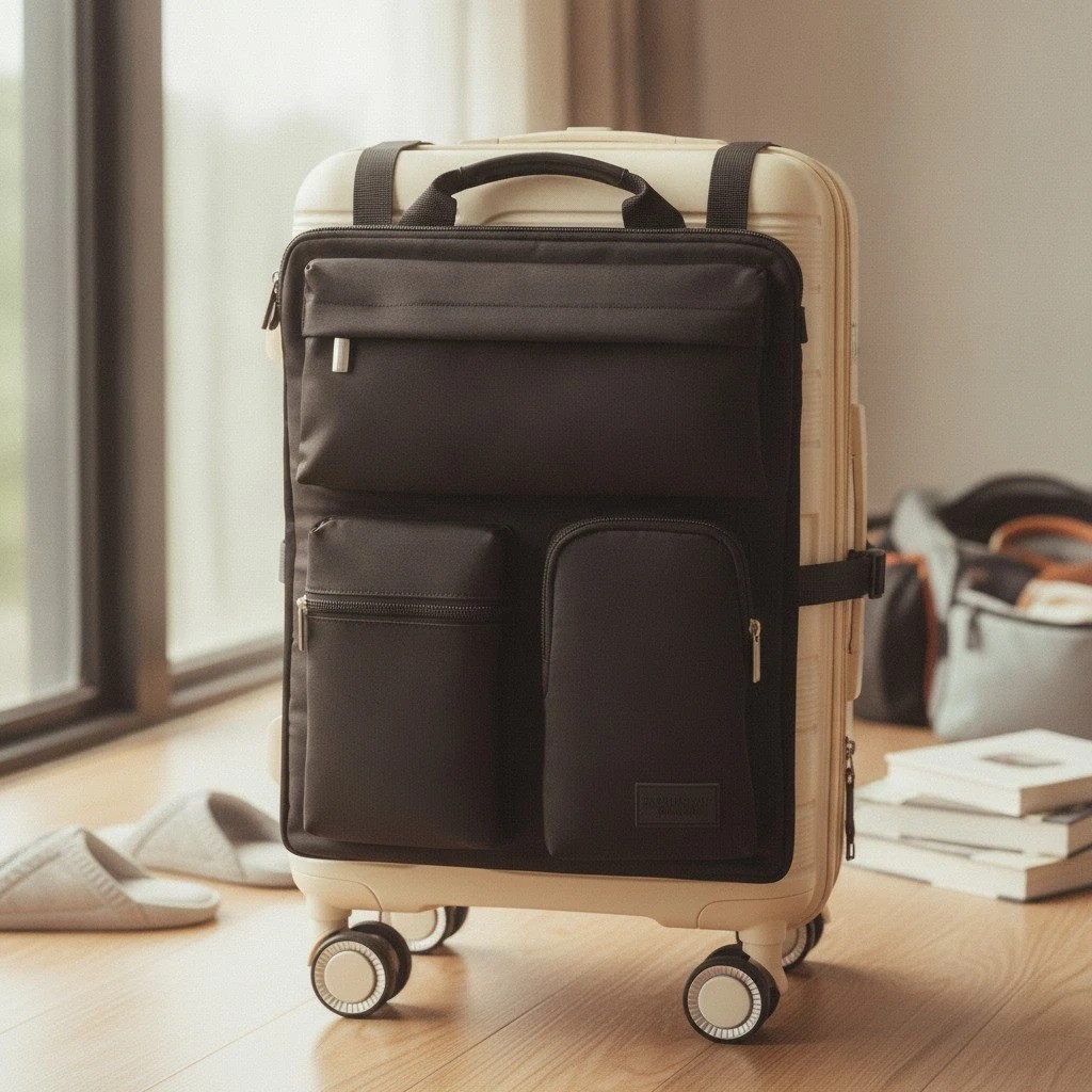 Over Luggage Organizer, 16 Inch Laptop Sleeve Black | Slides over carry on su...