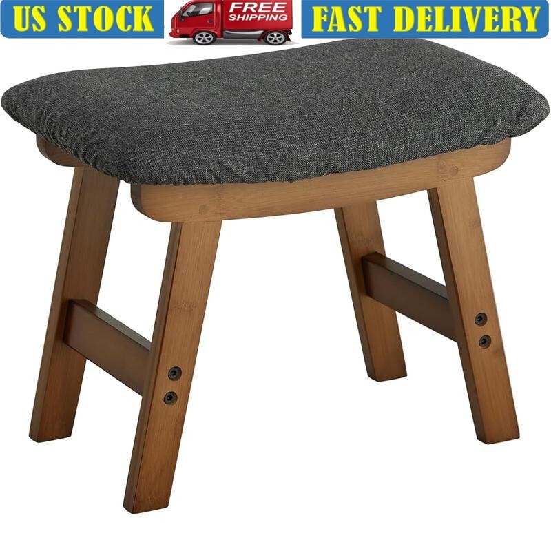 Bamboo Foot Stool Ottoman Cushion Under Desk Living Room Bedroom Kitchen Use New
