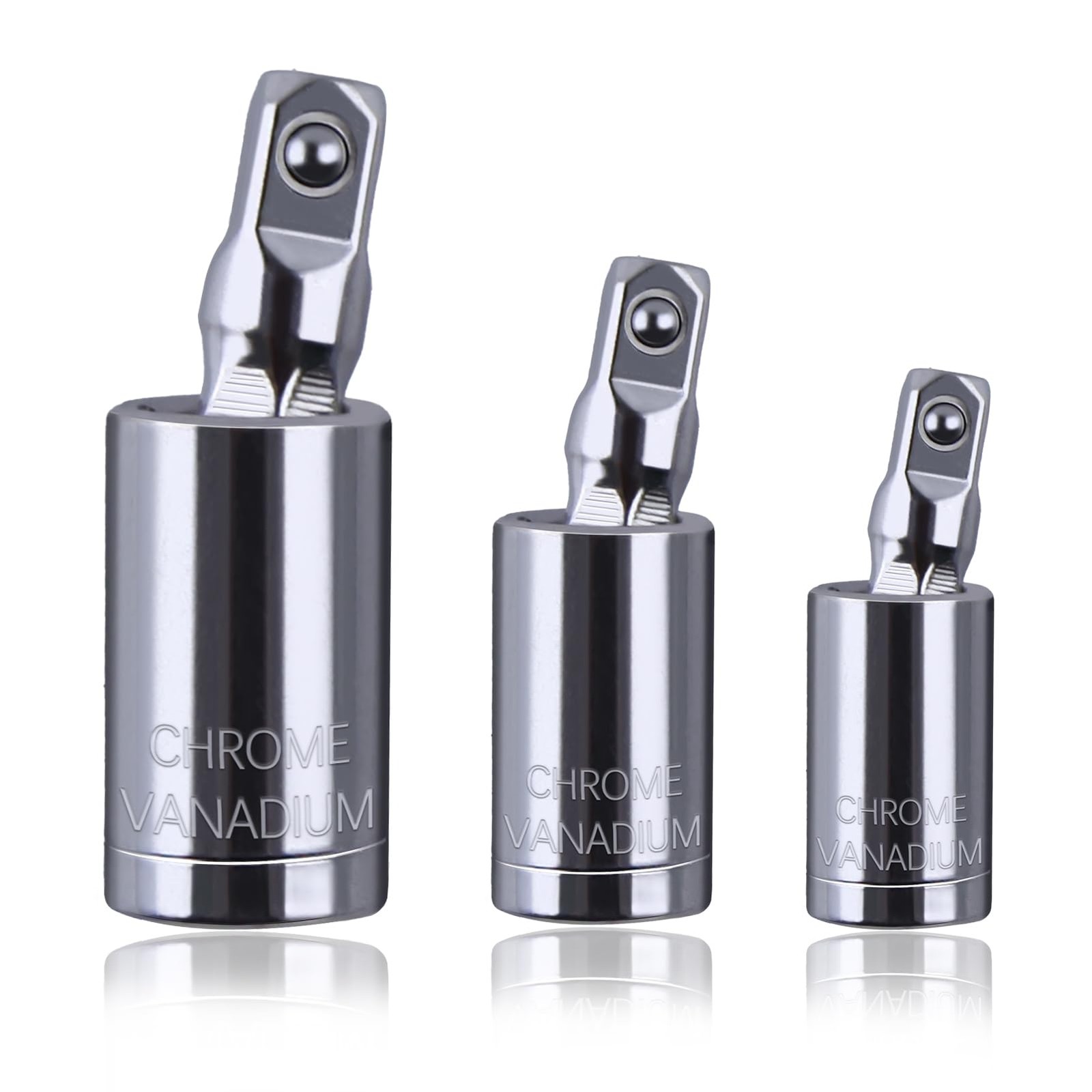 3Pcs Universal Joint Socket Set 1/4" 3/8" 1/2" Drive Swivel Socket