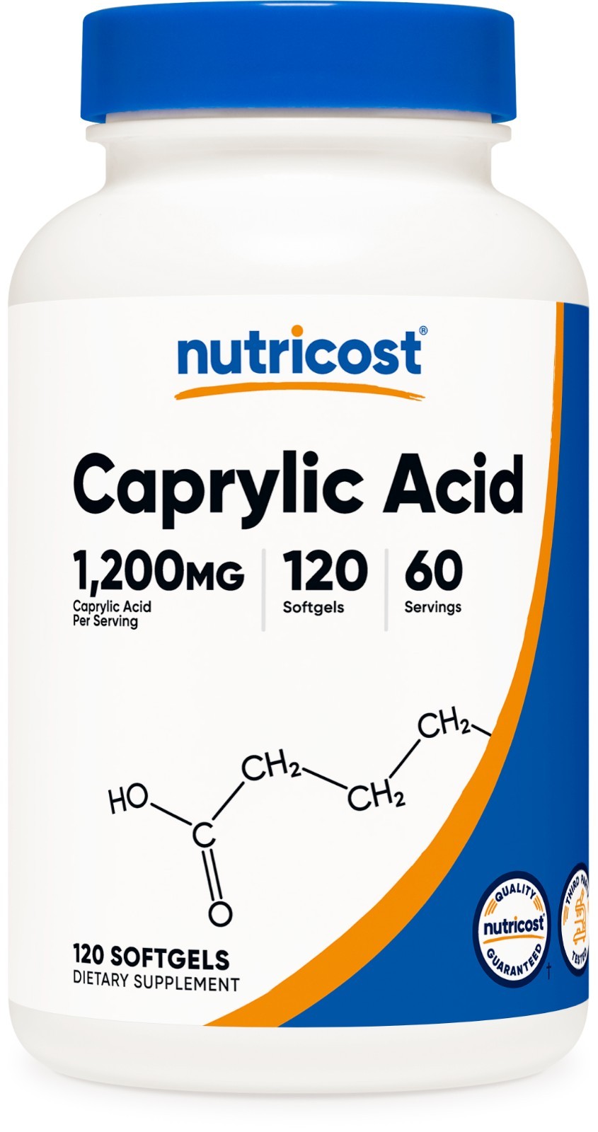 Nutricost Caprylic Acid 1200mg, 120 Softgels - GMO and Gluten Free, 60 Servings