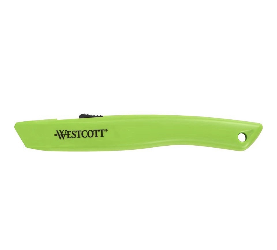 Westcott Full Size Retractable Ceramic Utility Box Cutter, Plastic, Green, Sharp
