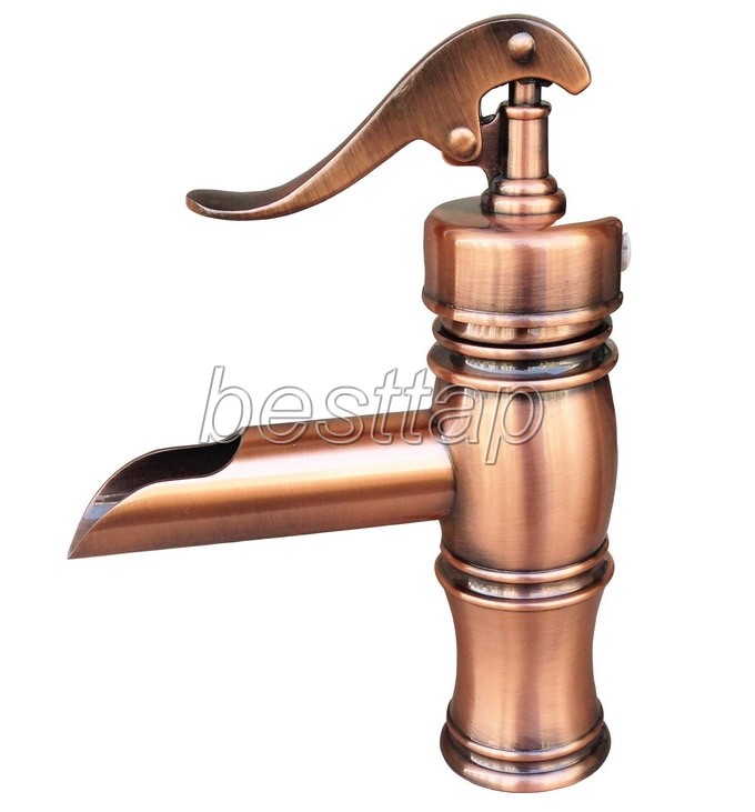 NEW "Water Pump Look" Style Red Copper Bath Vessel Sink Basin Tap Faucet snf311