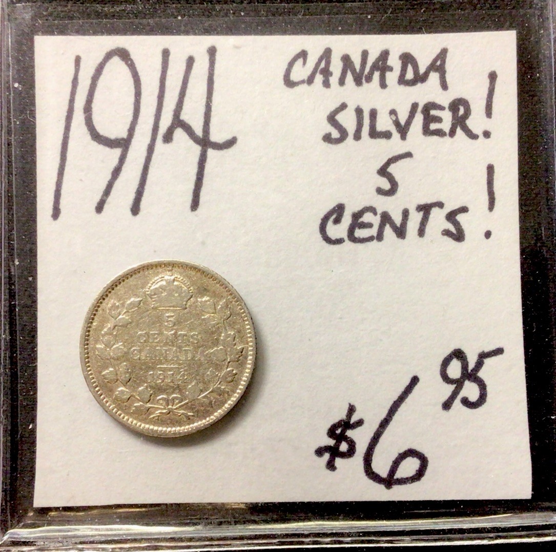 1914 Canada Silver! 5 Cents! ENN Coins