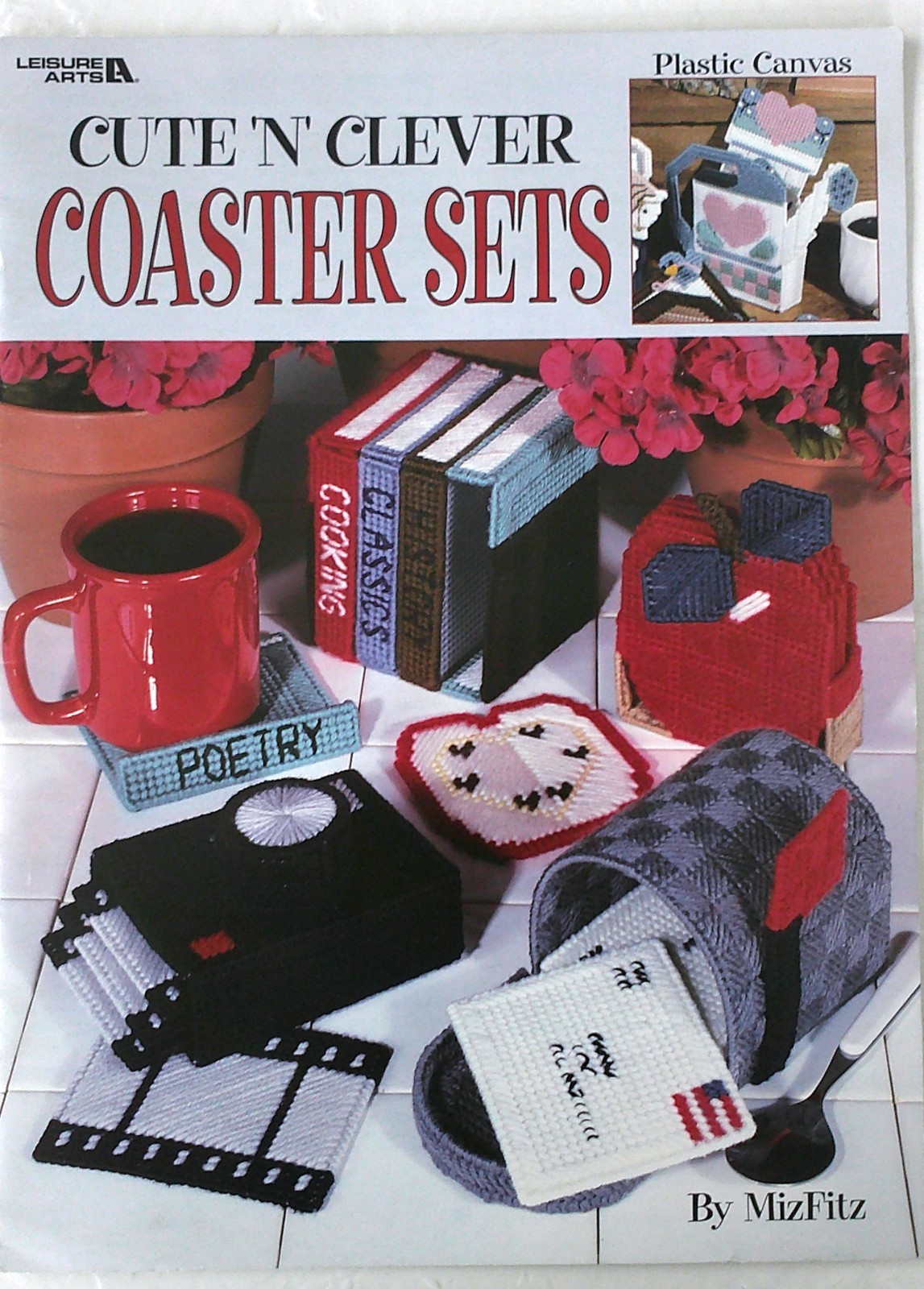 Leisure Arts Cute N Clever Coaster Sets MIZFITZ Plastic Canvas Pattern