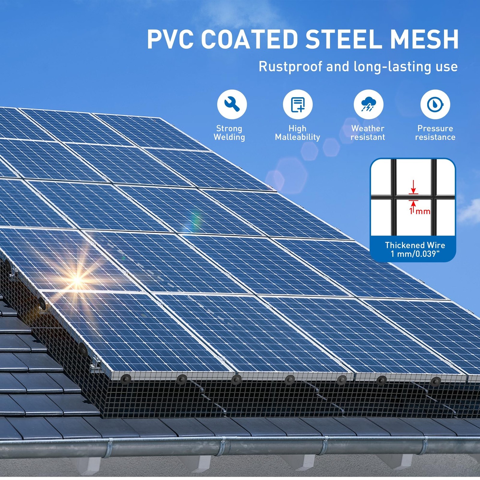6 inch x 50ft Solar Panel Bird Guard, Wire Mesh Critter Guard for Solar Panel...