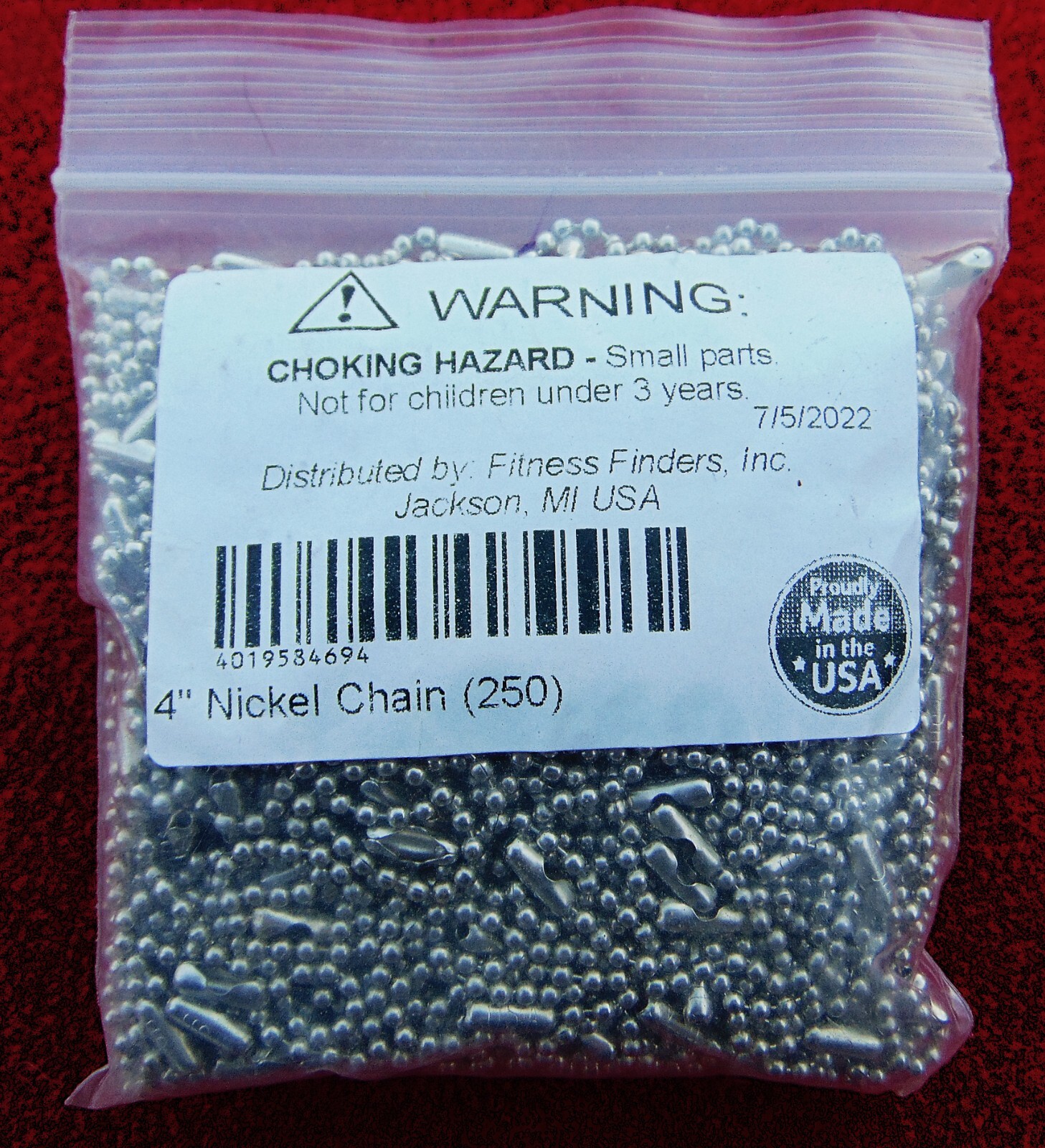 250 TAG CHAINS 4" NICKEL PLATED KEYCHAIN BALL CHAIN 2.4MM BEAD SILVER