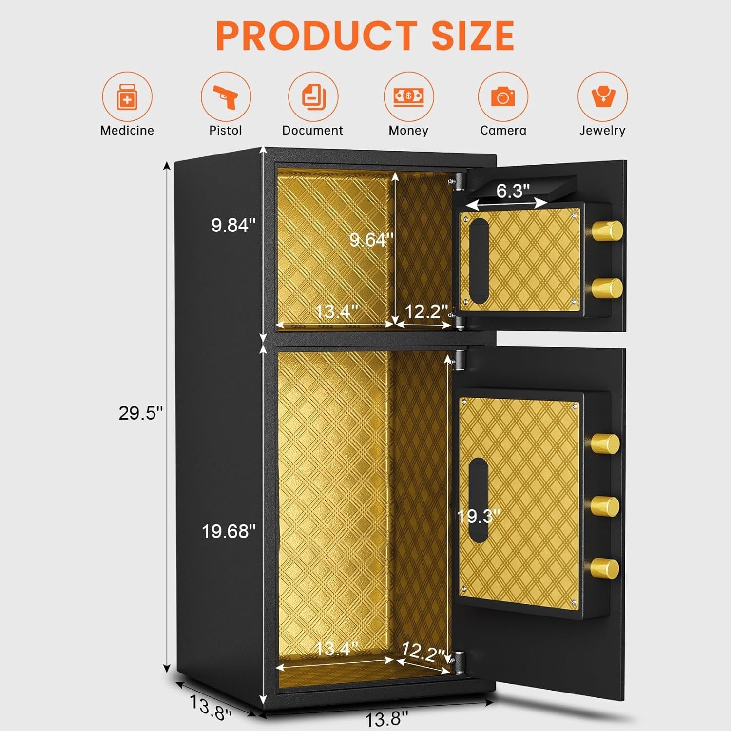 6.5 Cu ft Home Safe Box with Deposit Slot ,Large LCD Screen and Fireproof Bag
