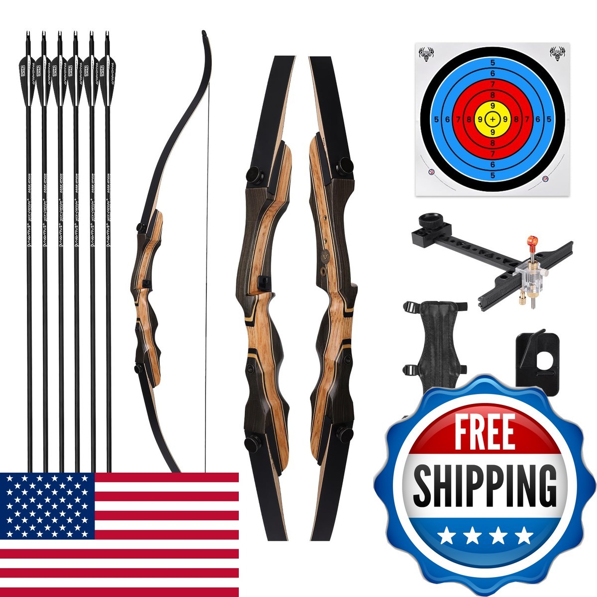 Motion Zeus Takedown Recurve Bow 62 inch 20-65lbs Right Left Handed Archery Set