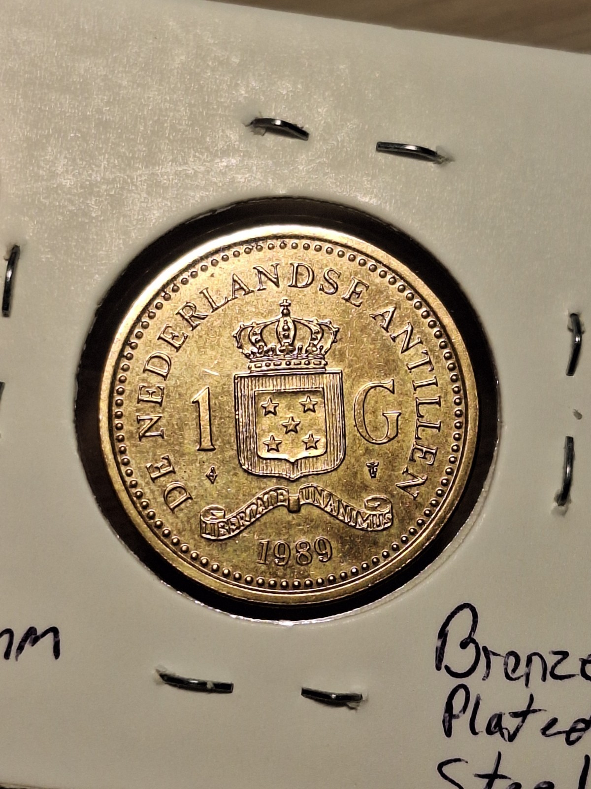 Lower Mintage 1989 Netherlands Antilles 1 Gulden Nice ~AU+/UNC Only 715,000 Ex.
