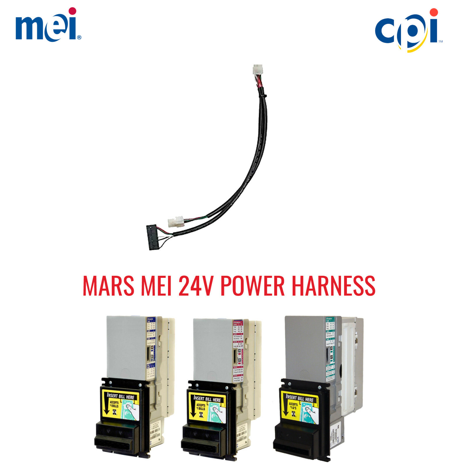 MEI MARS VN 2512 24 VOLT MDB DBV BILL ACCEPTOR / VALIDATOR HARNESS