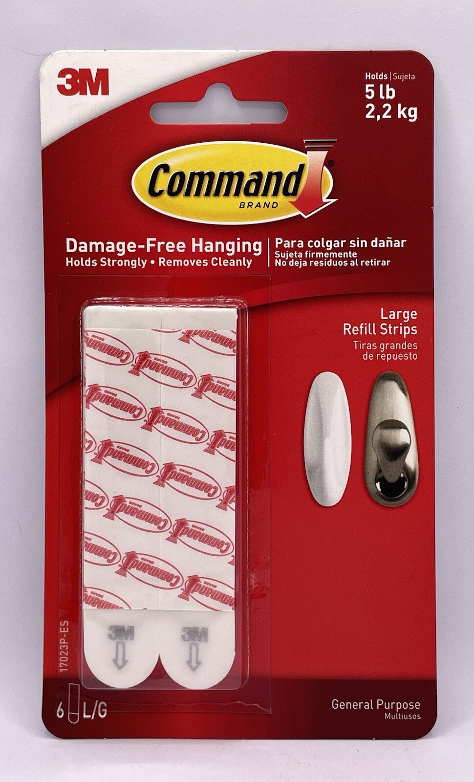 3M Command Brand (6) Six Large Refill Strips Holds 5 Pounds #17023P  NEW Sealed