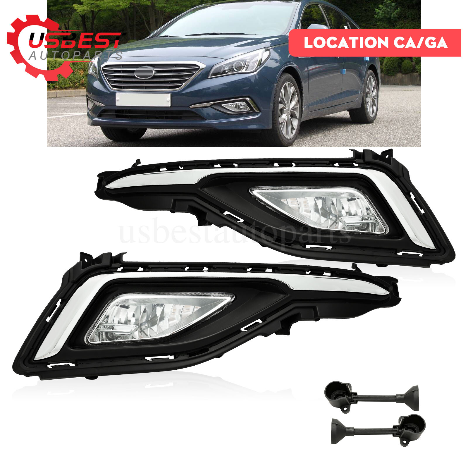 Pair Driving Lamp Fog Light&Cover For Hyundai Sonata 2015 2016 2017 Left&Right