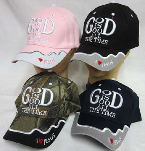 God Is Good All The Time Hat Ball Cap I Love Heart Jesus Pink Christian